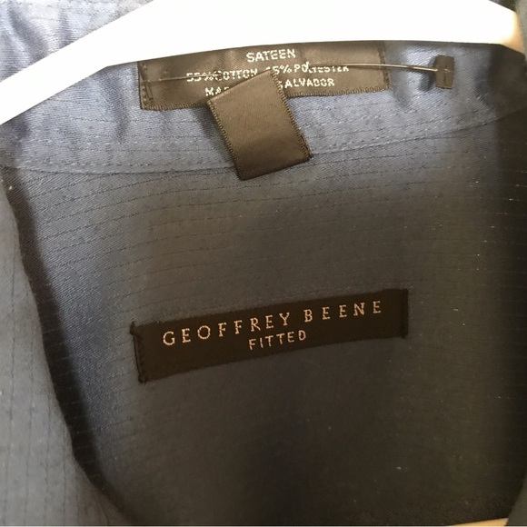 Geoffrey Beene Fitted NWOT Fitted MSzM Blue Collar/Cuffs Very Nice - Picture 6 of 6